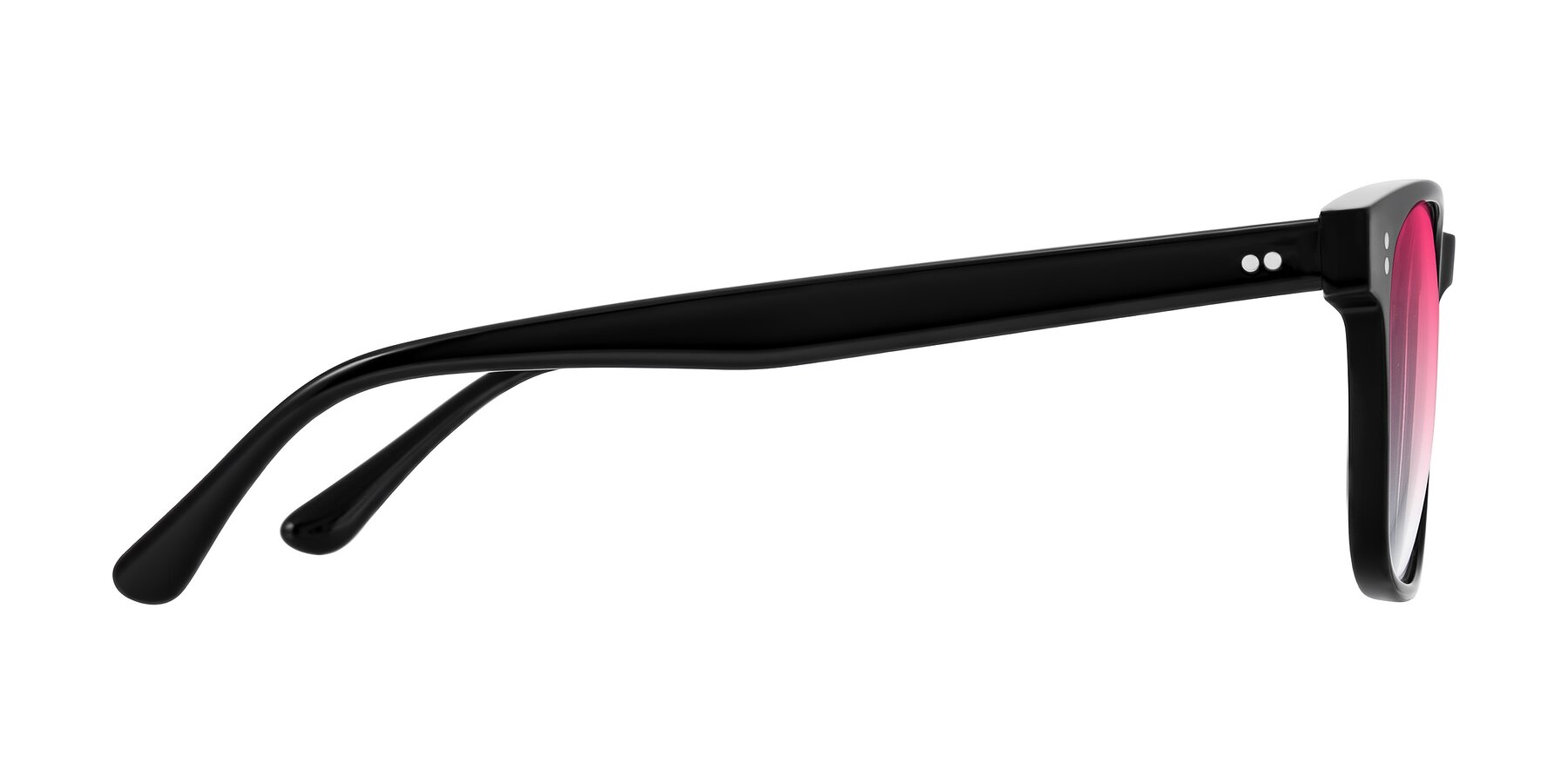 Side of Rhanna in Black with Pink Gradient Lenses
