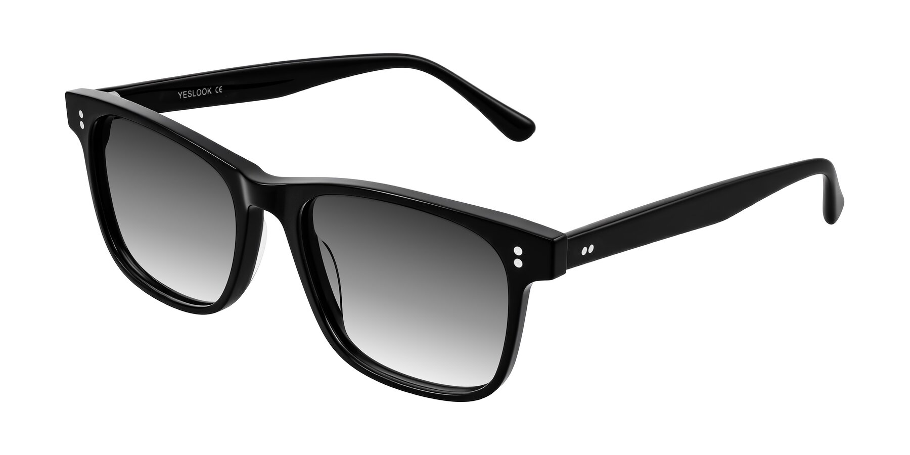 Angle of Rhanna in Black with Gray Gradient Lenses
