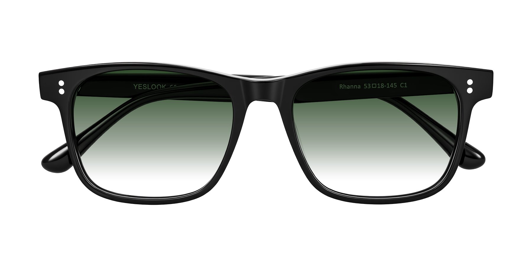 Folded Front of Rhanna in Black with Green Gradient Lenses