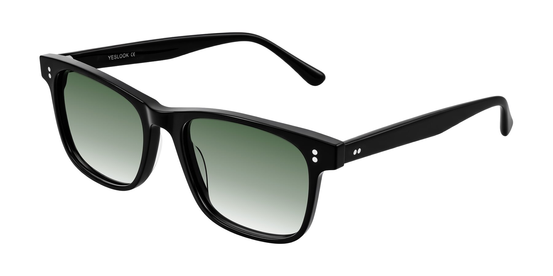 Angle of Rhanna in Black with Green Gradient Lenses