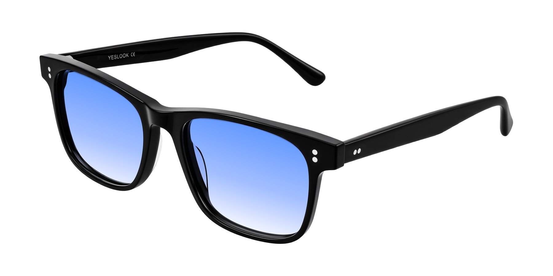 Angle of Rhanna in Black with Blue Gradient Lenses