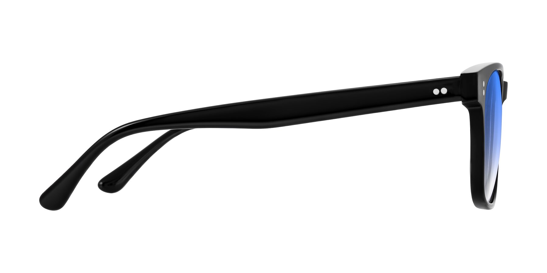 Side of Rhanna in Black with Blue Gradient Lenses