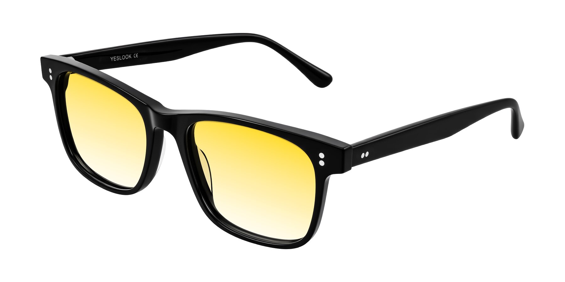 Angle of Rhanna in Black with Yellow Gradient Lenses