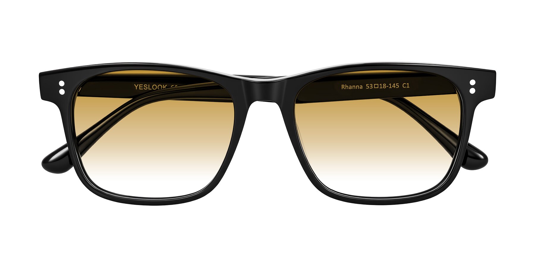 Folded Front of Rhanna in Black with Champagne Gradient Lenses