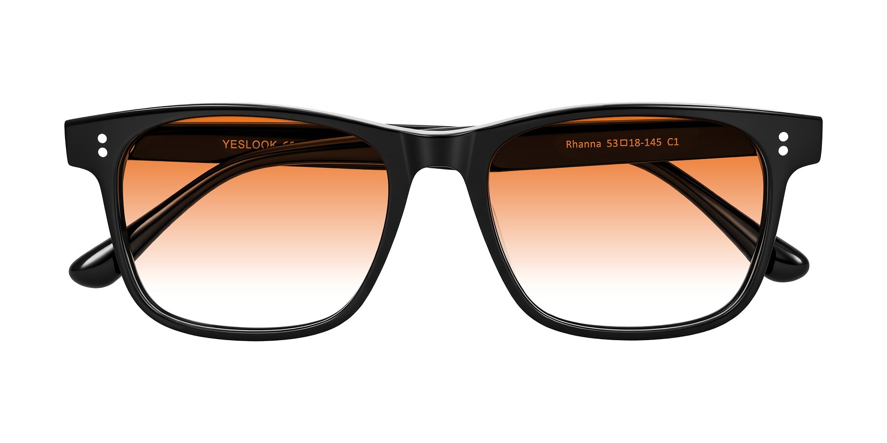 Folded Front of Rhanna in Black with Orange Gradient Lenses