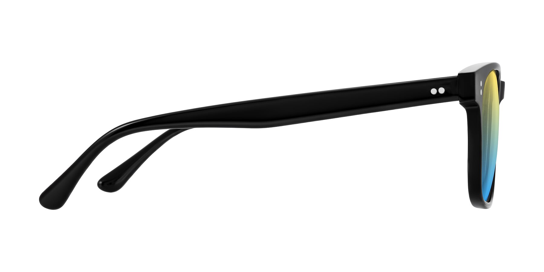 Side of Rhanna in Black with Yellow / Blue Gradient Lenses