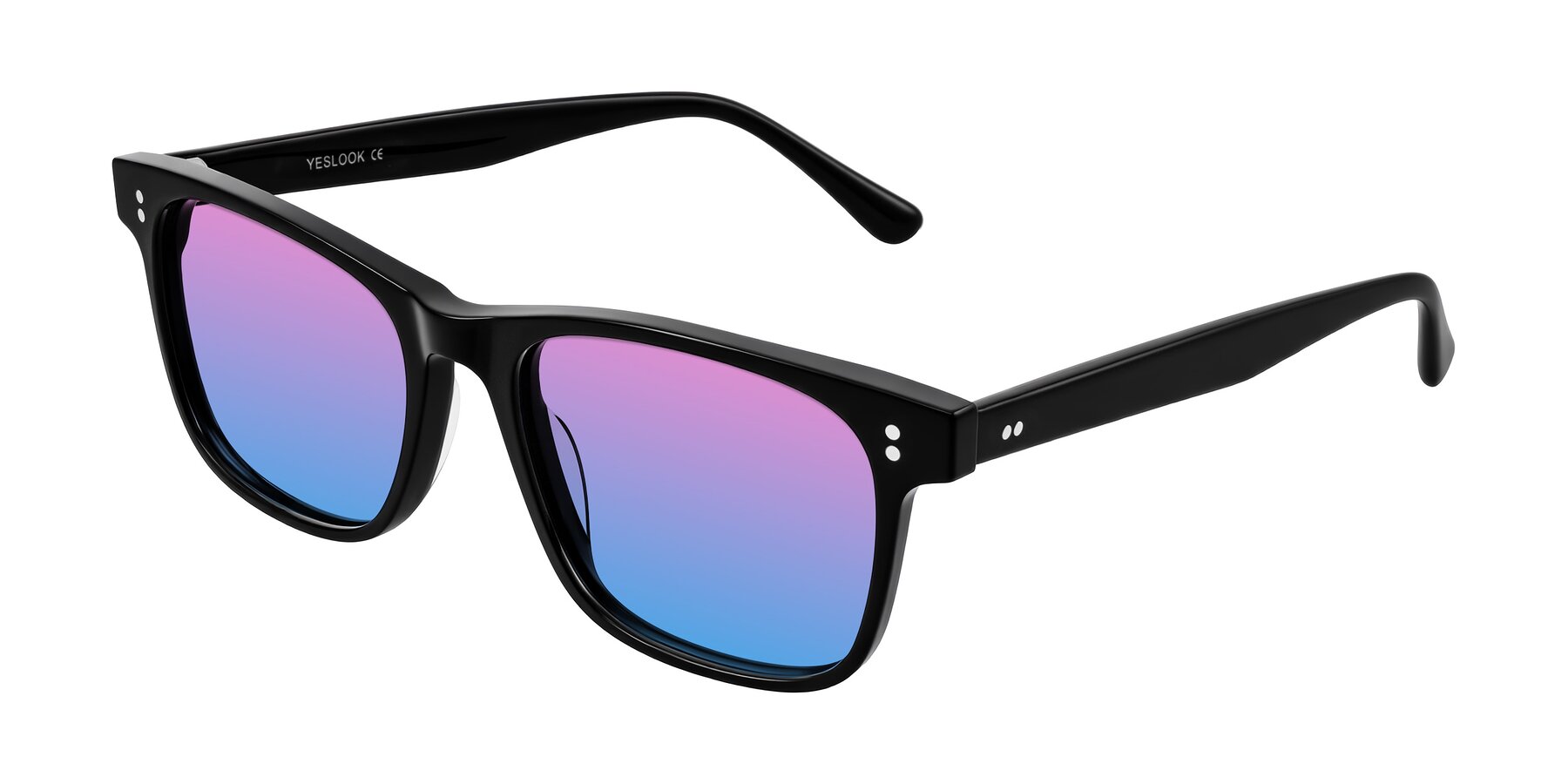 Angle of Rhanna in Black with Pink / Blue Gradient Lenses