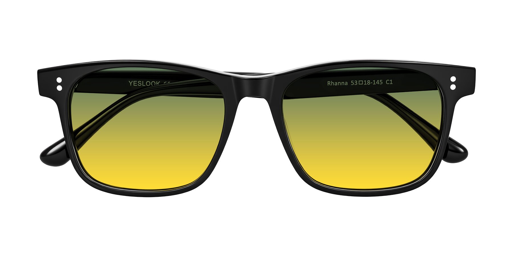 Folded Front of Rhanna in Black with Green / Yellow Gradient Lenses