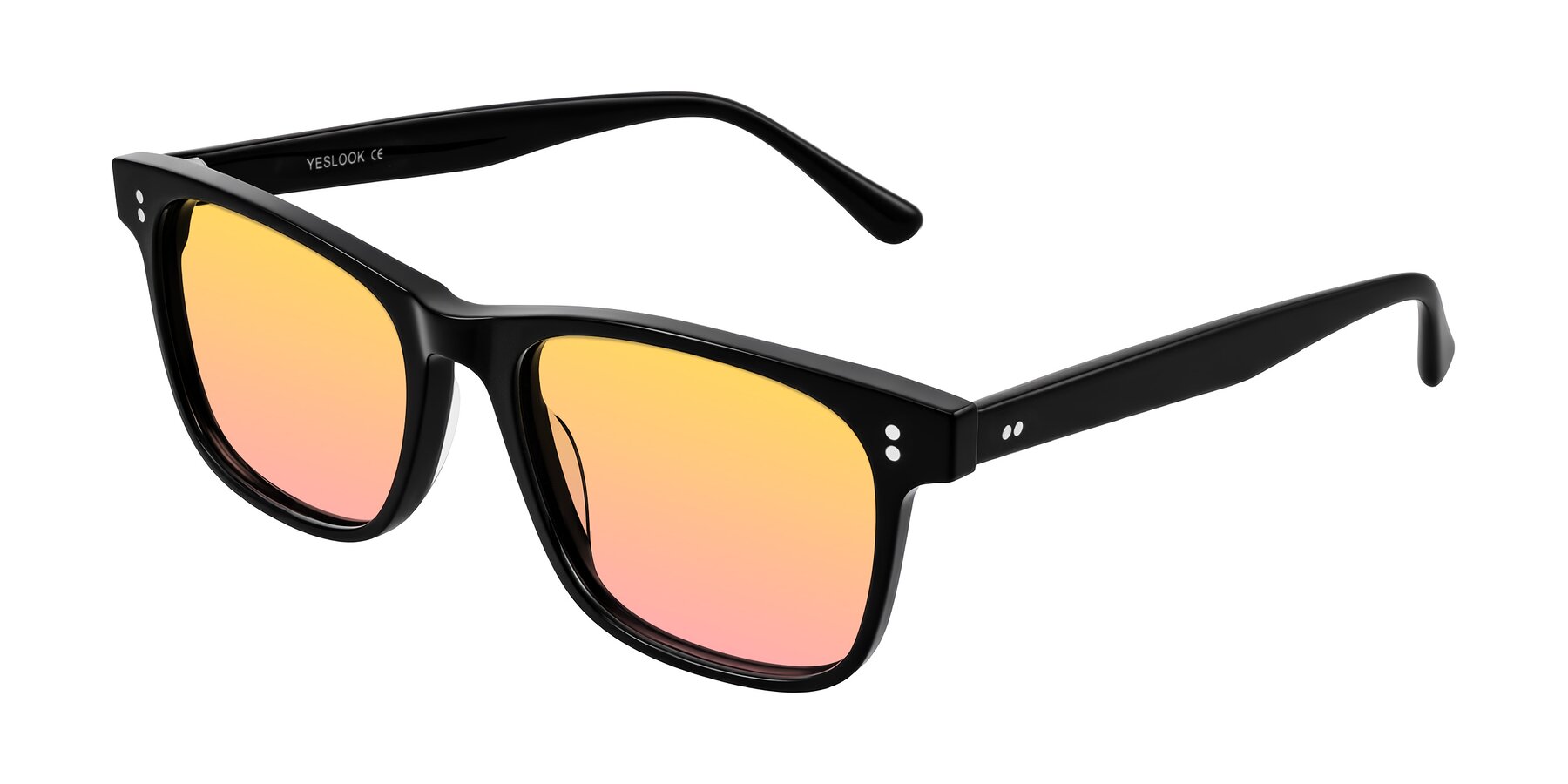 Angle of Rhanna in Black with Yellow / Pink Gradient Lenses