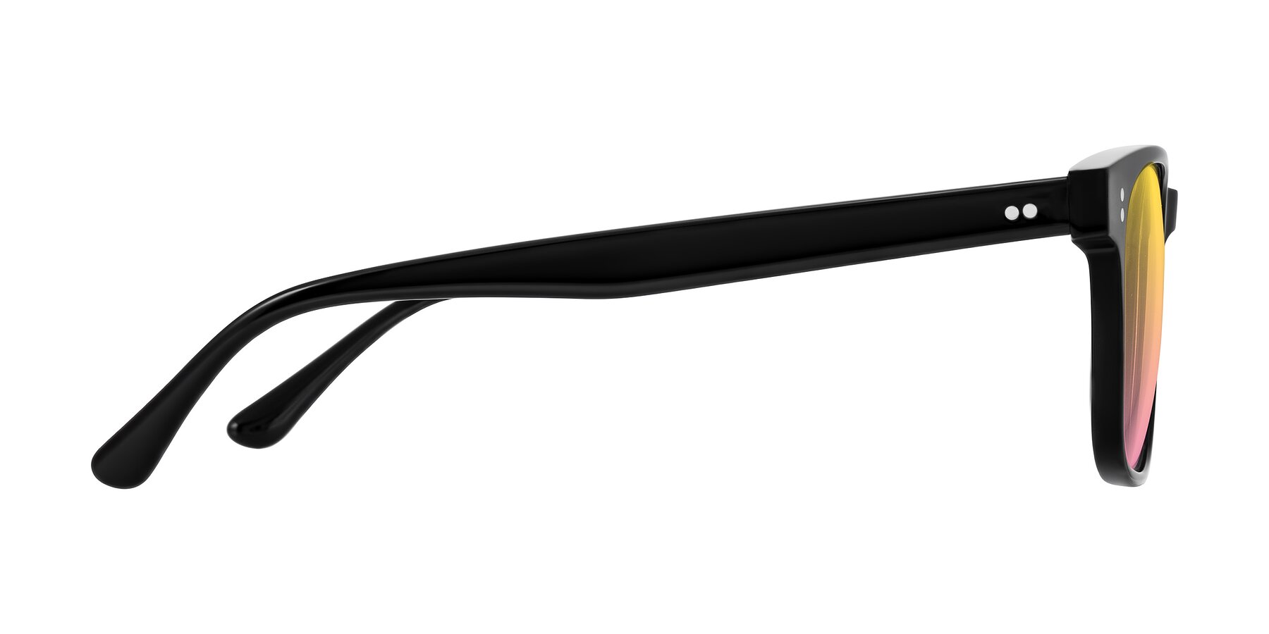 Side of Rhanna in Black with Yellow / Pink Gradient Lenses