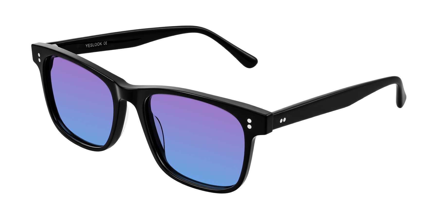 Angle of Rhanna in Black with Purple / Blue Gradient Lenses