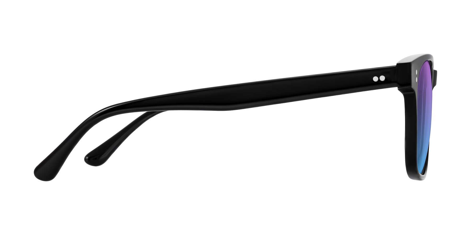 Side of Rhanna in Black with Purple / Blue Gradient Lenses