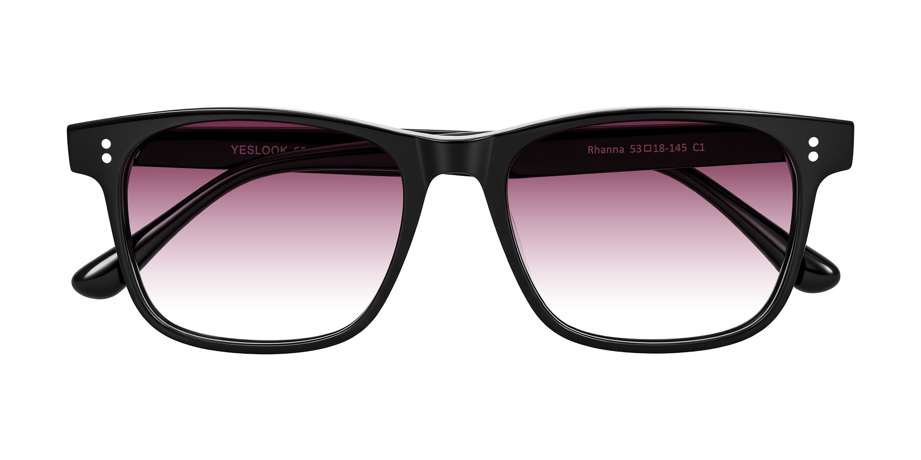 Folded Front of Rhanna in Black with Wine Gradient Lenses
