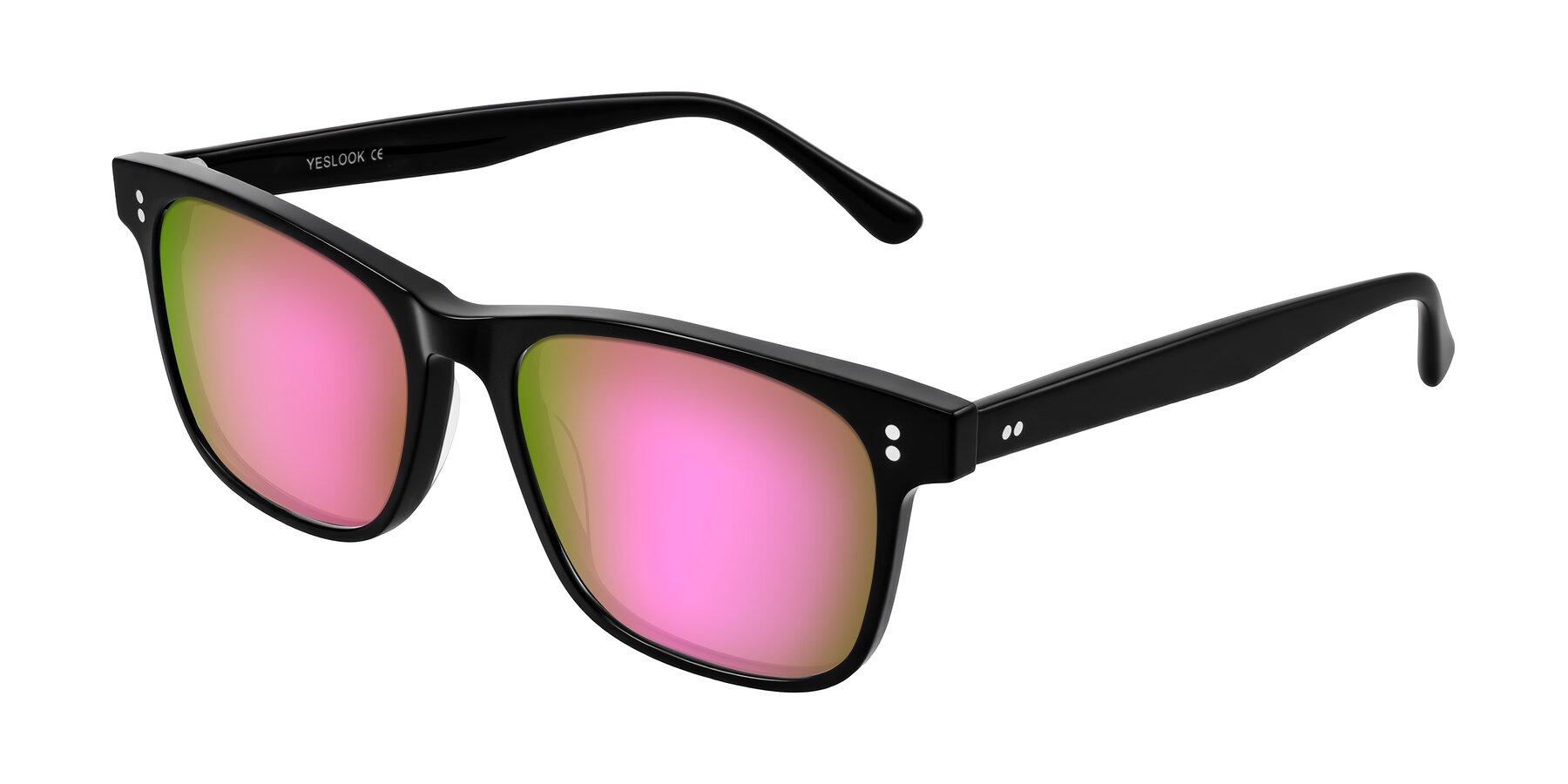 Angle of Rhanna in Black with Pink Mirrored Lenses
