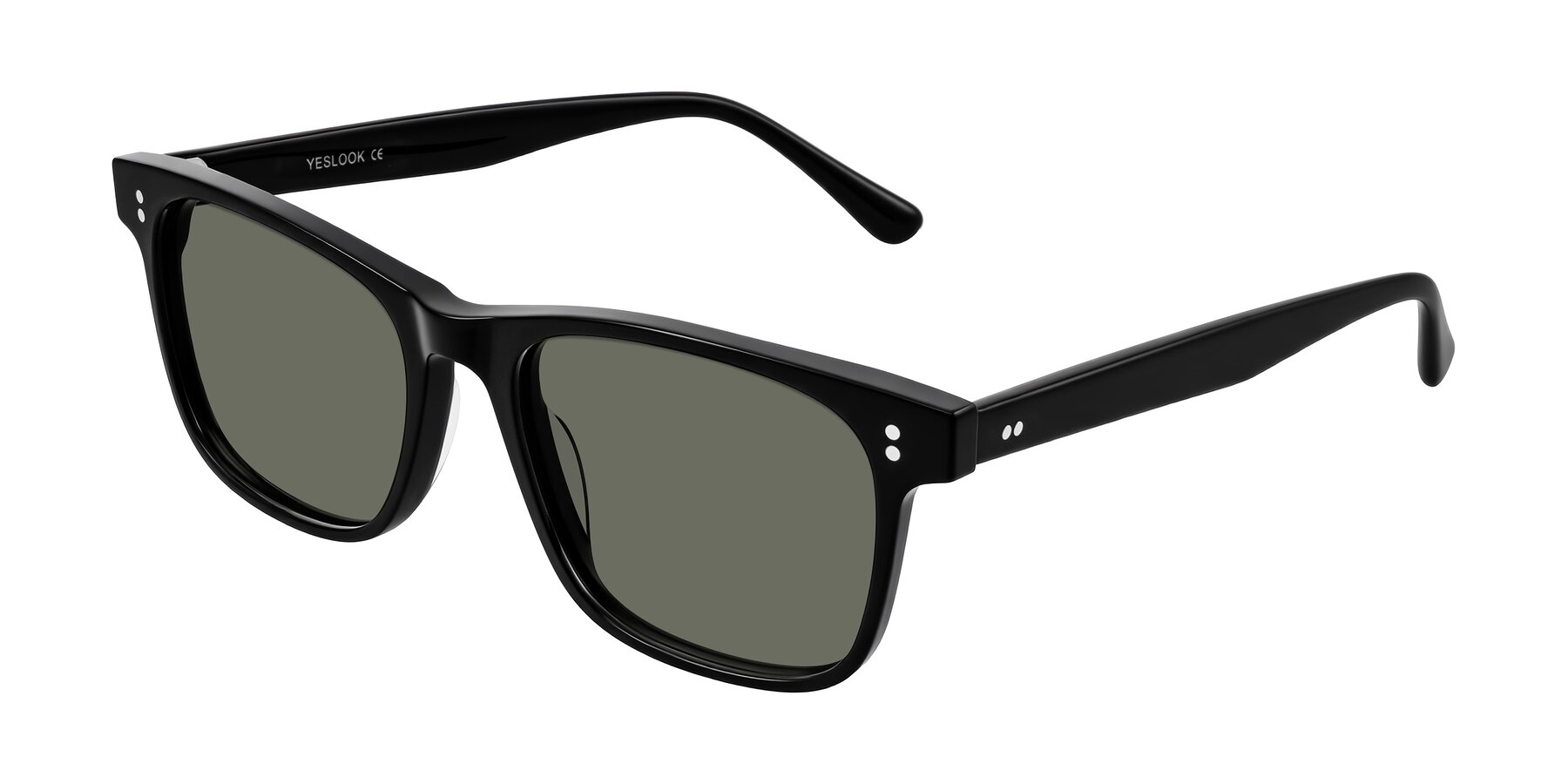 Angle of Rhanna in Black with Gray Polarized Lenses