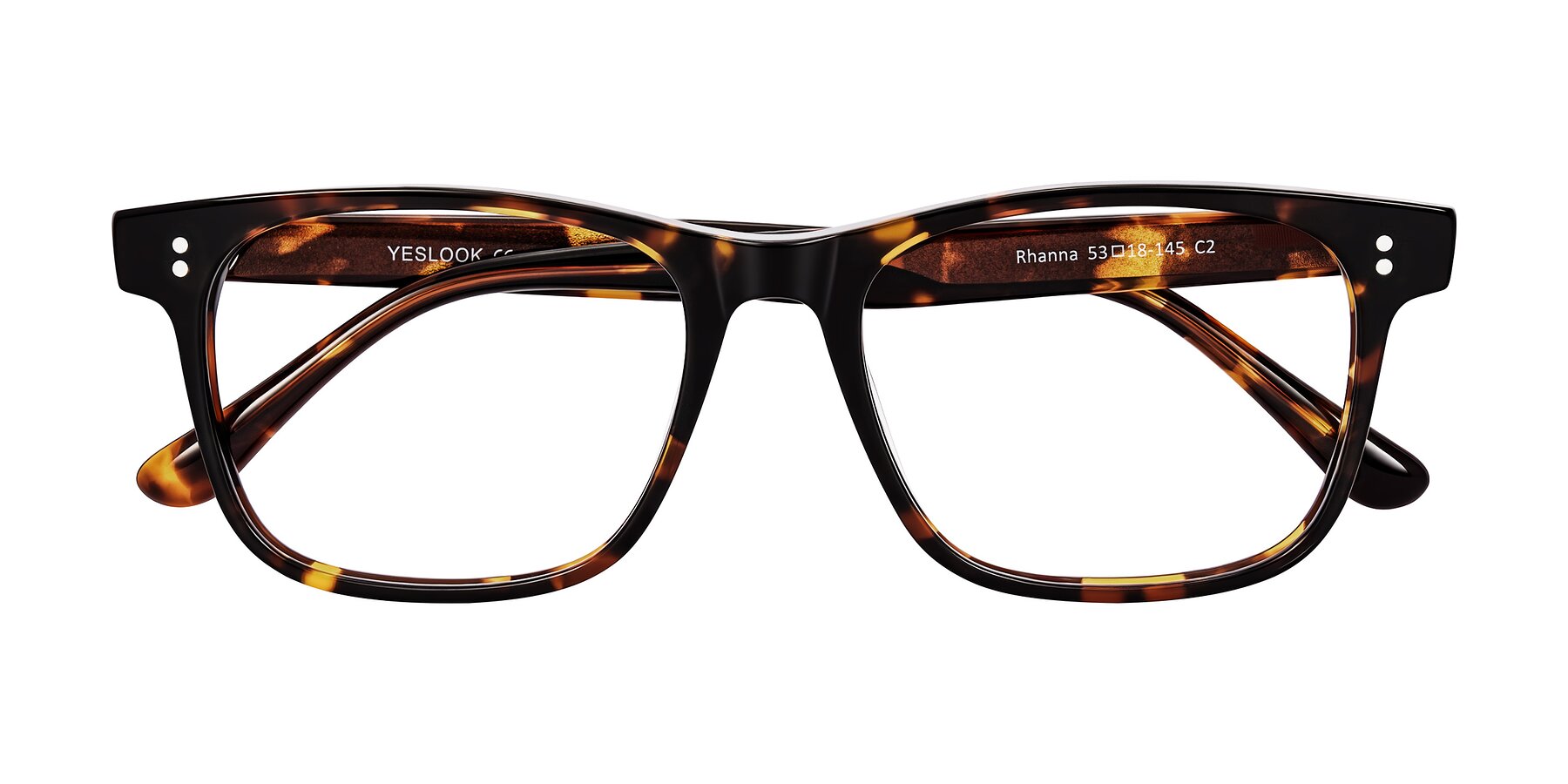 Folded Front of Rhanna in Tortoise with Clear Reading Eyeglass Lenses