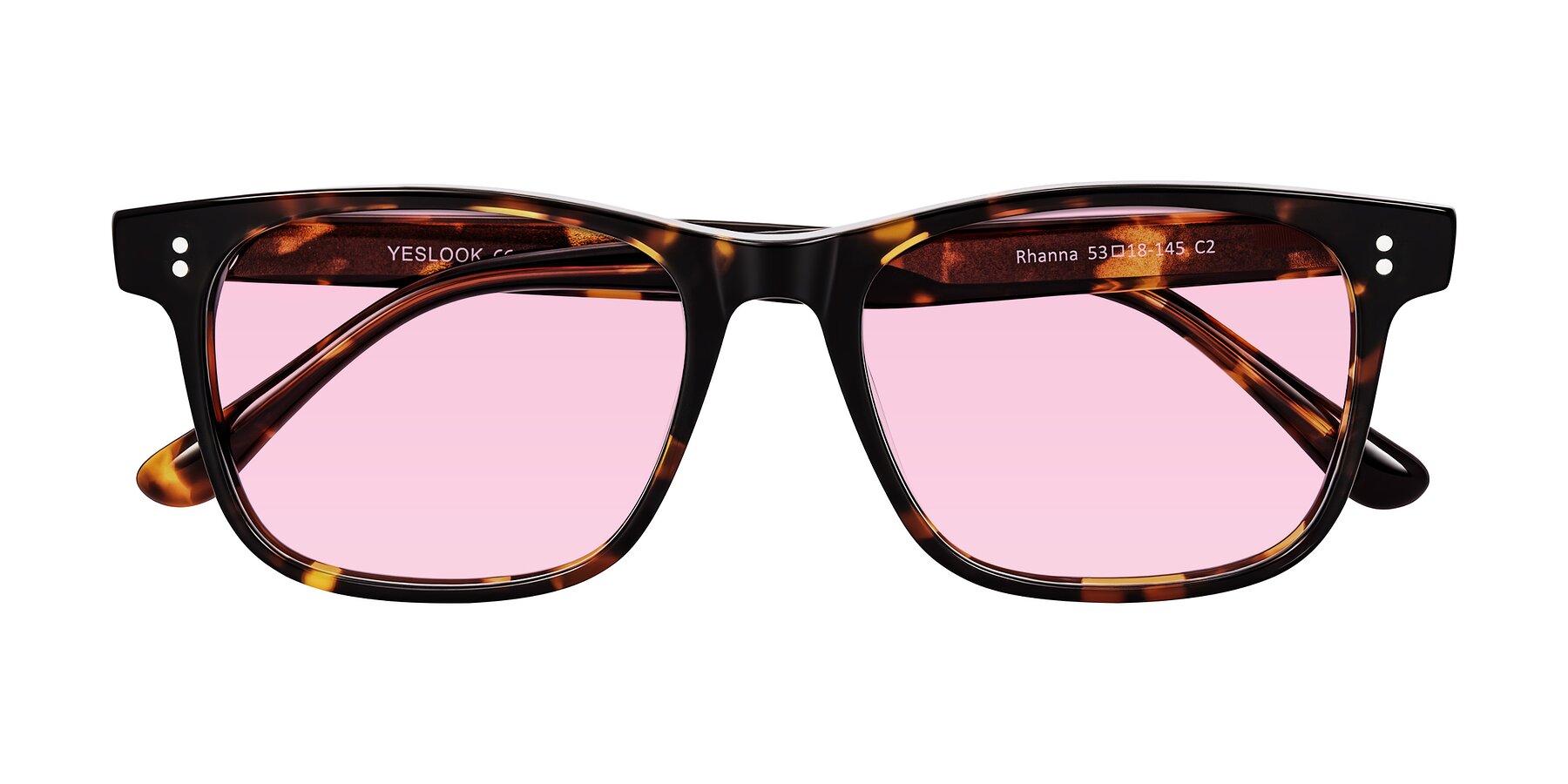 Folded Front of Rhanna in Tortoise with Light Pink Tinted Lenses