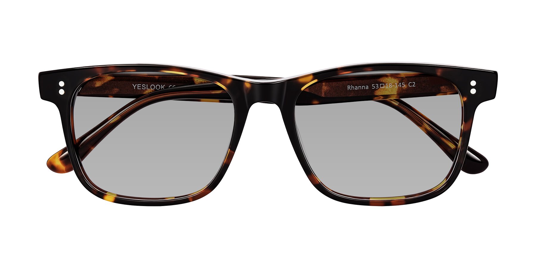 Folded Front of Rhanna in Tortoise with Light Gray Tinted Lenses