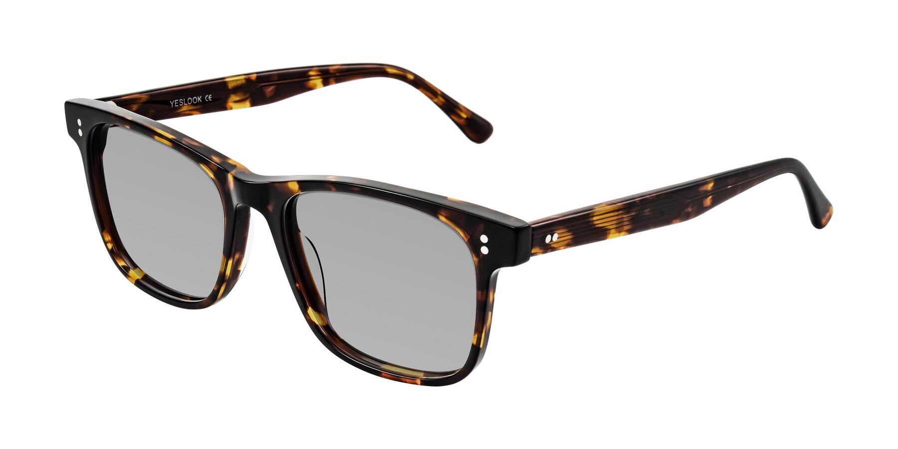 Angle of Rhanna in Tortoise with Light Gray Tinted Lenses