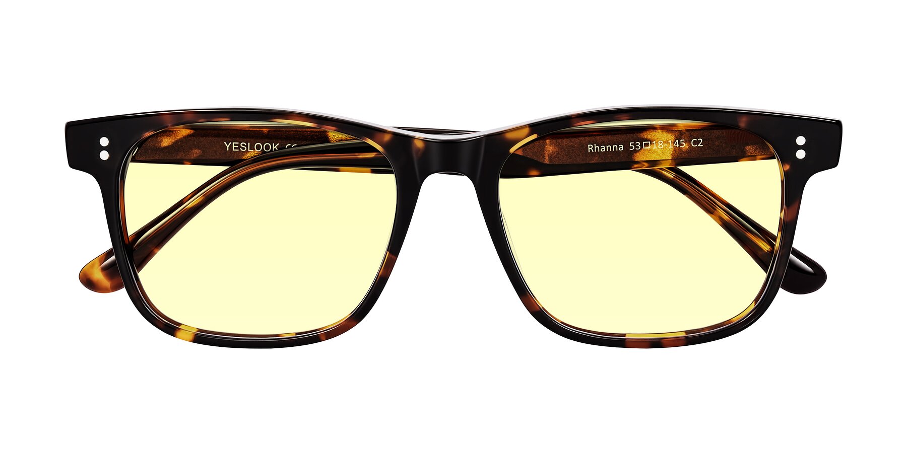Folded Front of Rhanna in Tortoise with Light Yellow Tinted Lenses