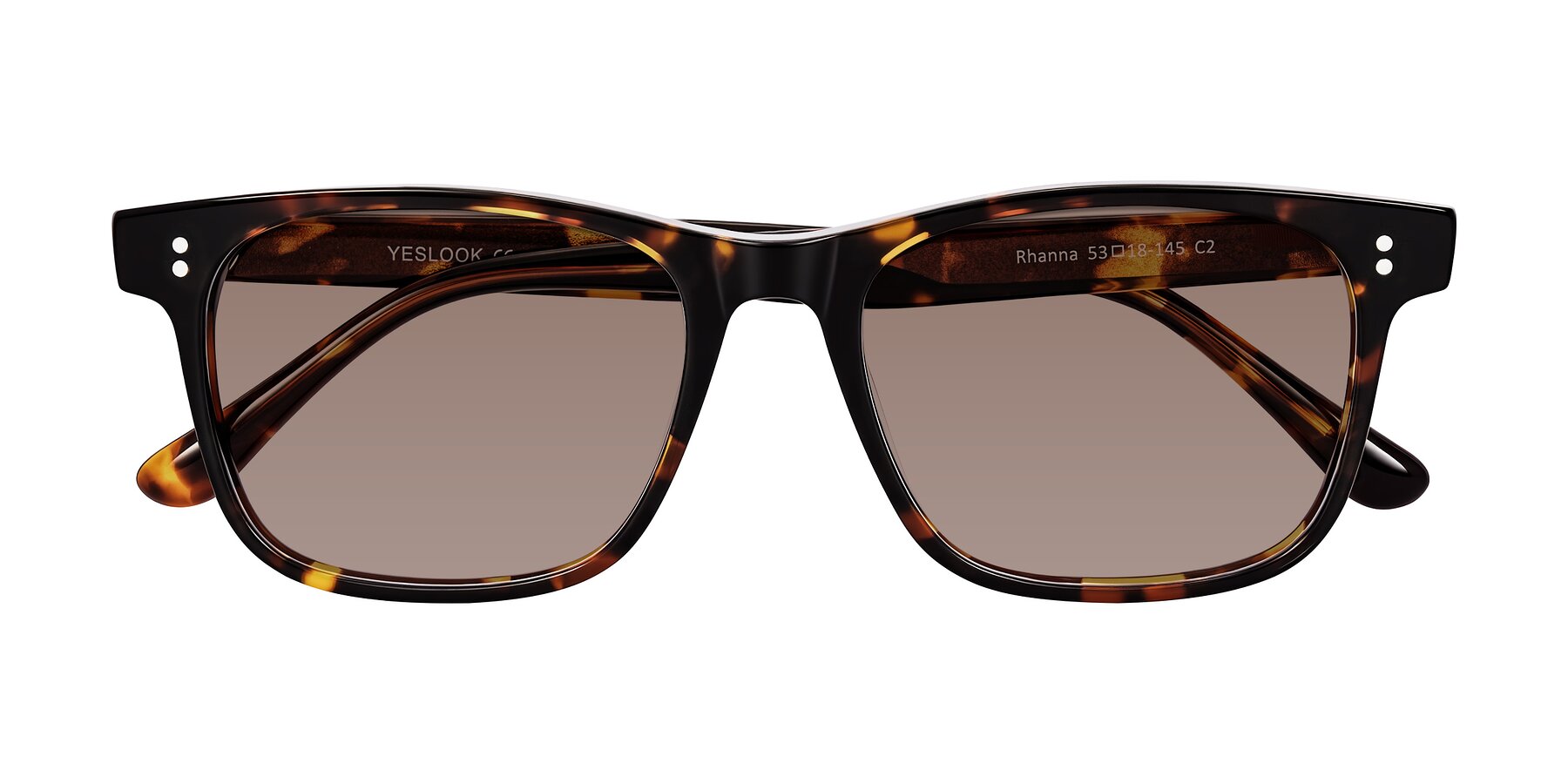 Folded Front of Rhanna in Tortoise with Medium Brown Tinted Lenses