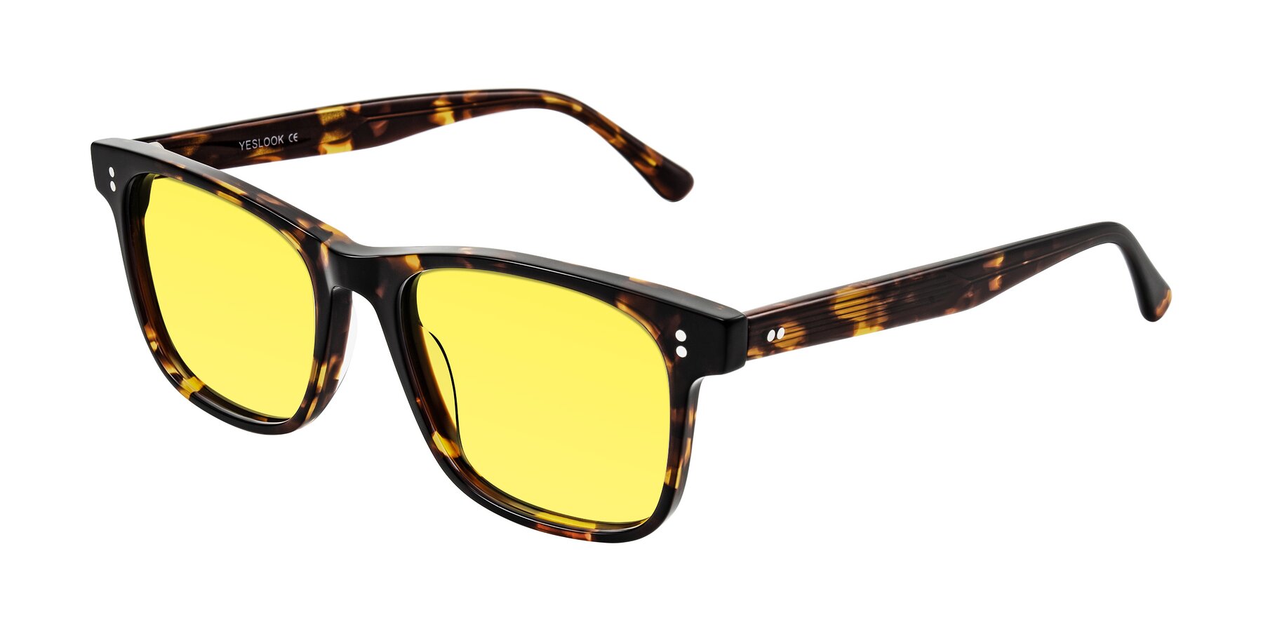 Angle of Rhanna in Tortoise with Medium Yellow Tinted Lenses