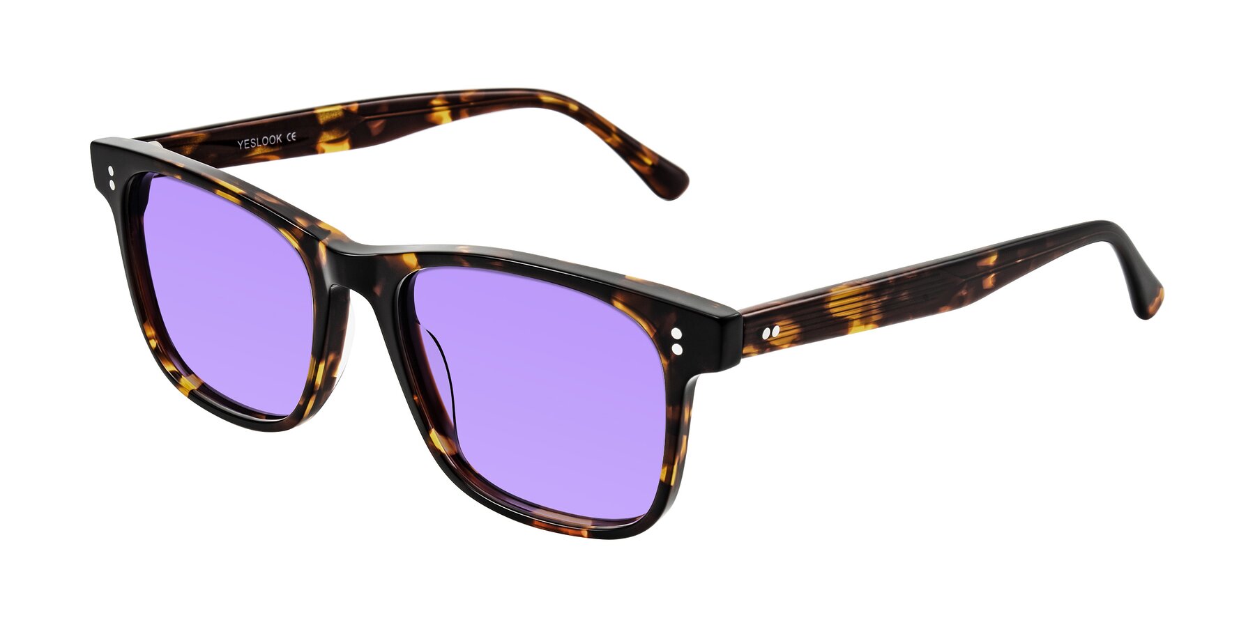 Angle of Rhanna in Tortoise with Medium Purple Tinted Lenses