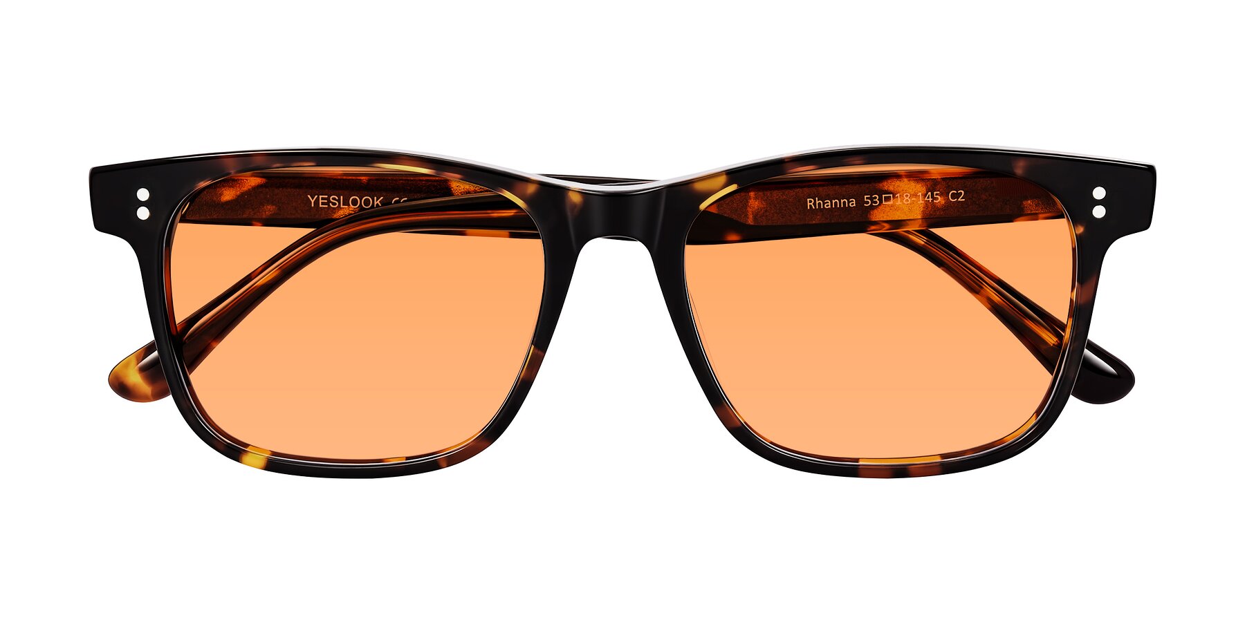 Folded Front of Rhanna in Tortoise with Medium Orange Tinted Lenses