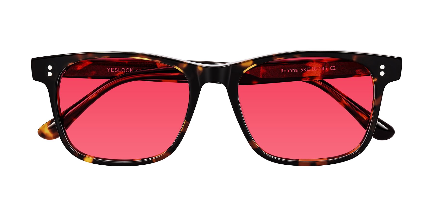 Folded Front of Rhanna in Tortoise with Red Tinted Lenses