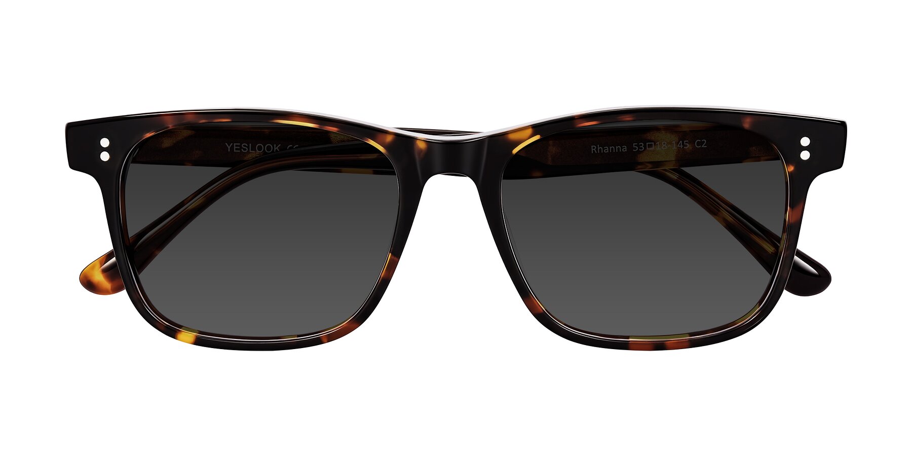 Folded Front of Rhanna in Tortoise with Gray Tinted Lenses