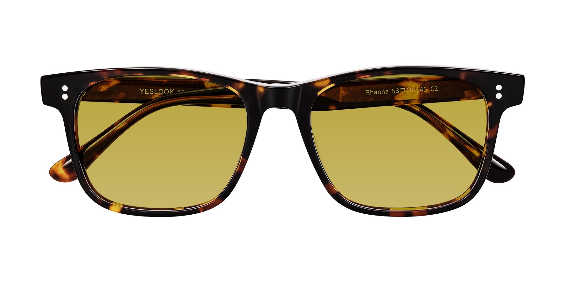 Folded Front of Rhanna in Tortoise with Champagne Tinted Lenses