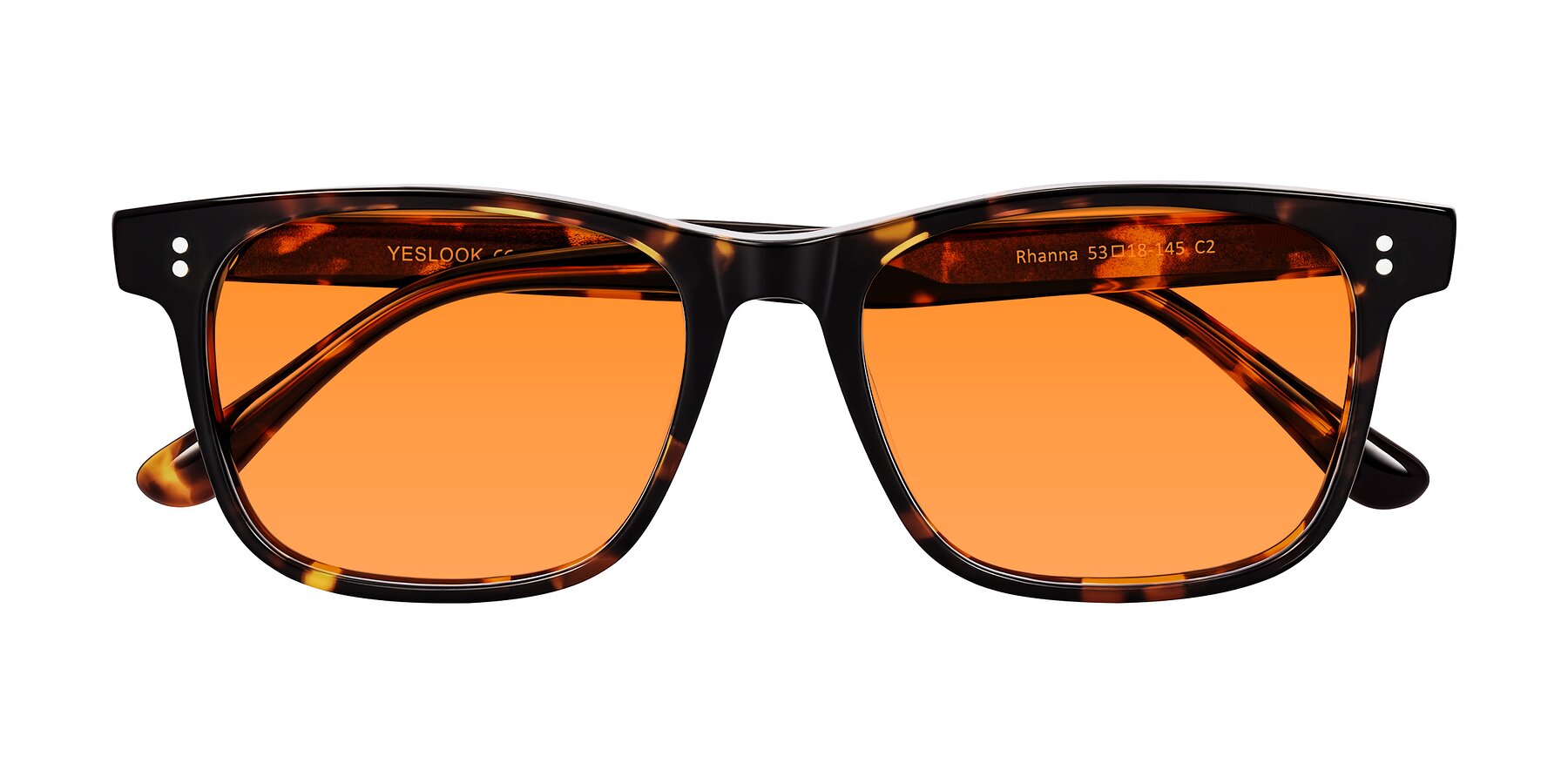 Folded Front of Rhanna in Tortoise with Orange Tinted Lenses