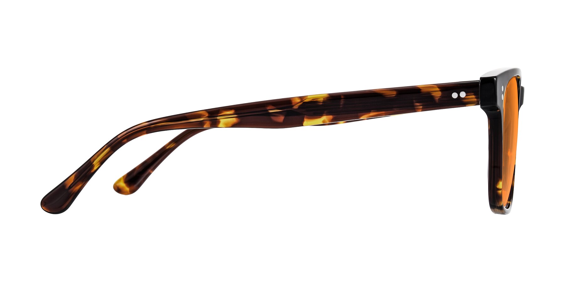 Side of Rhanna in Tortoise with Orange Tinted Lenses