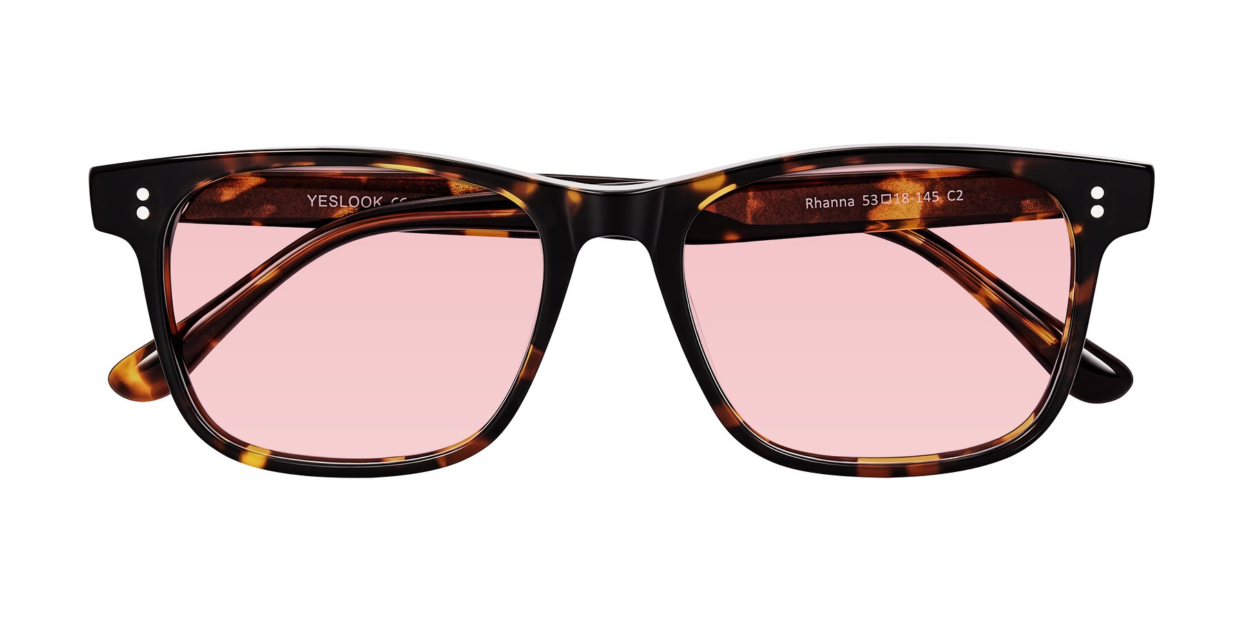 Folded Front of Rhanna in Tortoise with Light Garnet Tinted Lenses