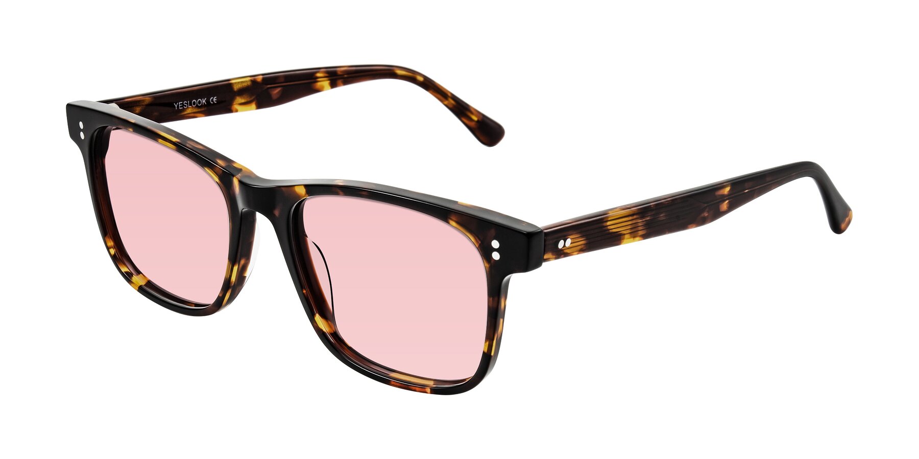 Angle of Rhanna in Tortoise with Light Garnet Tinted Lenses
