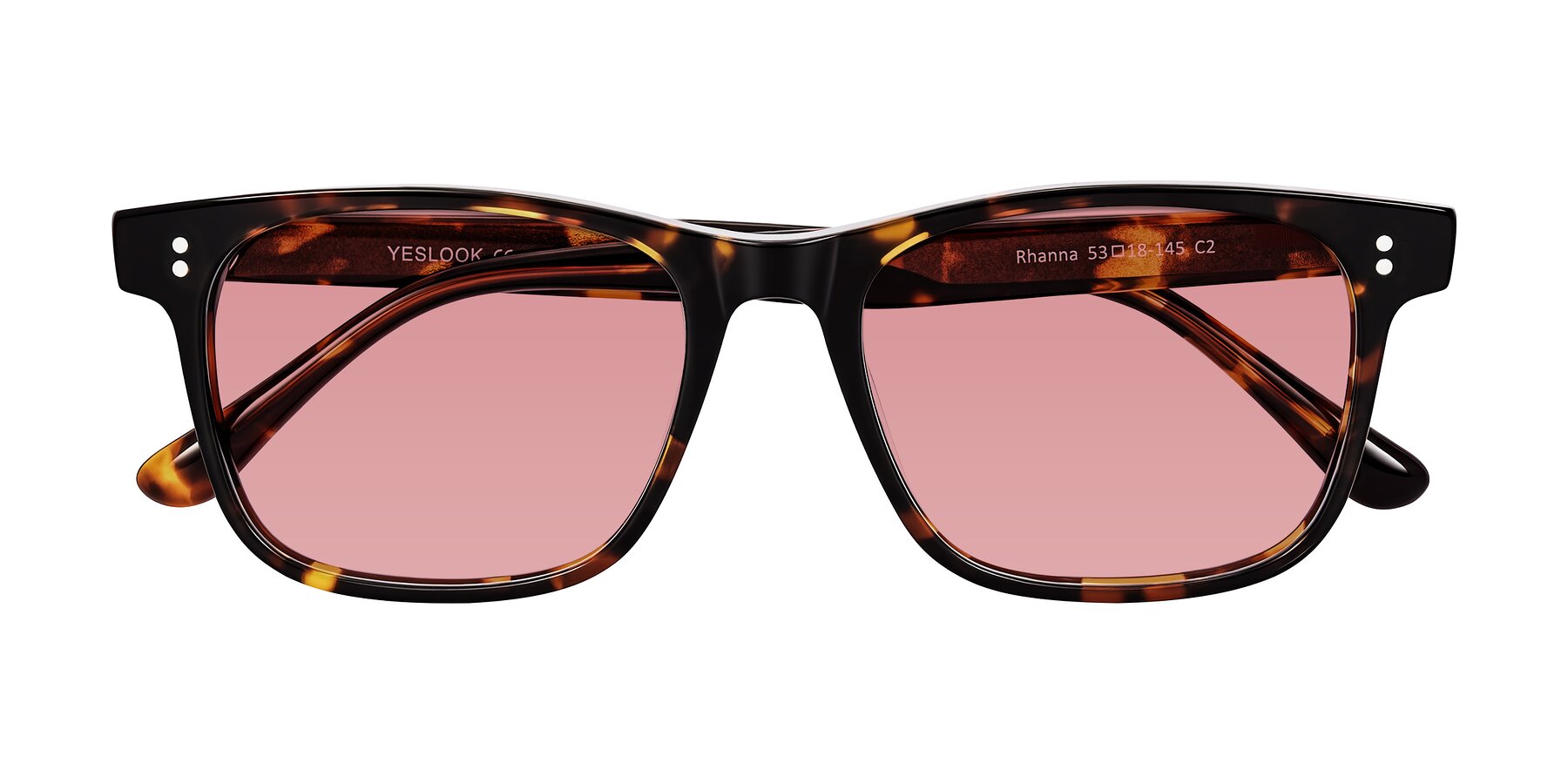 Folded Front of Rhanna in Tortoise with Medium Garnet Tinted Lenses