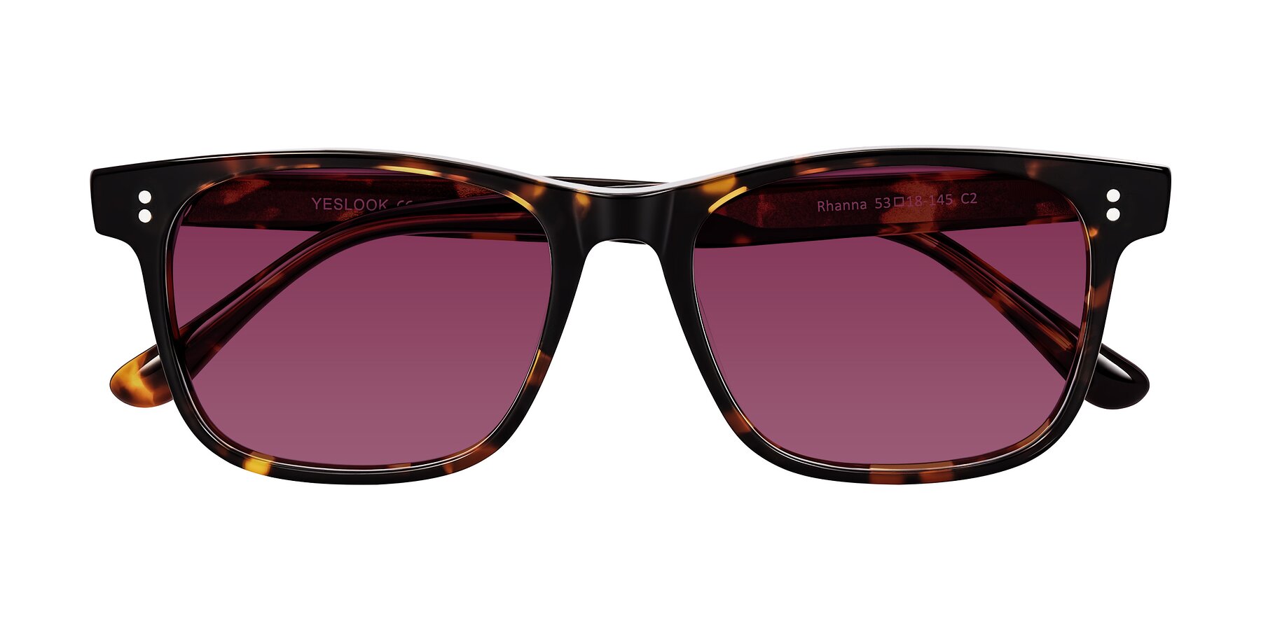 Folded Front of Rhanna in Tortoise with Wine Tinted Lenses