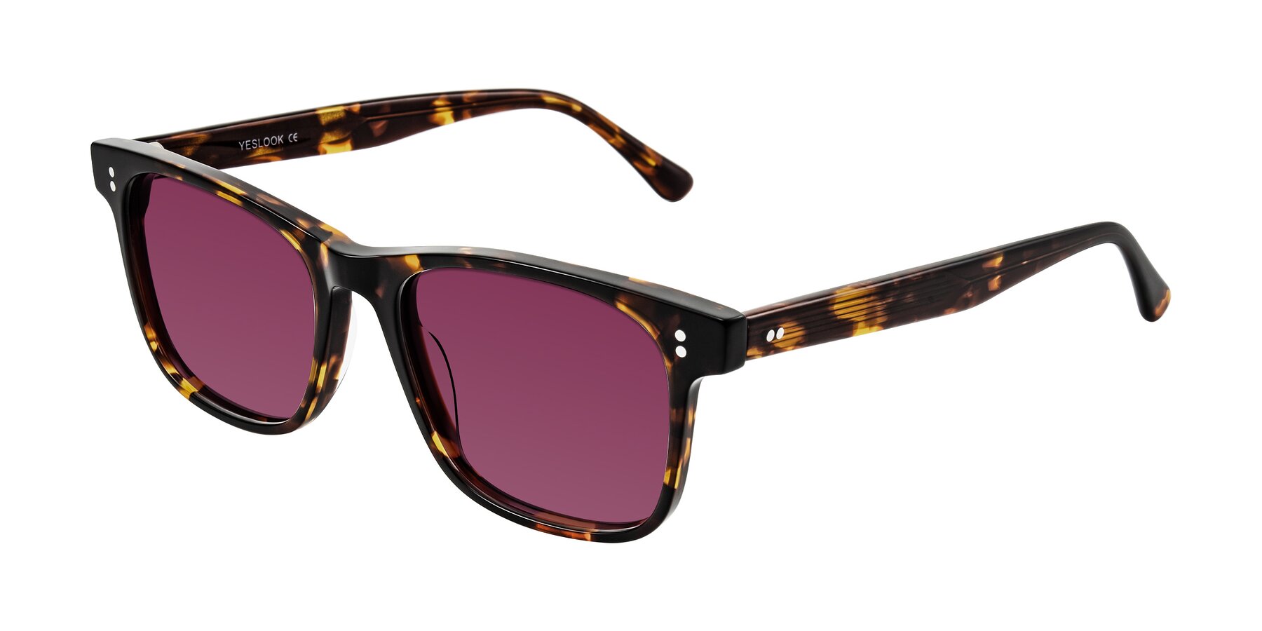 Angle of Rhanna in Tortoise with Wine Tinted Lenses