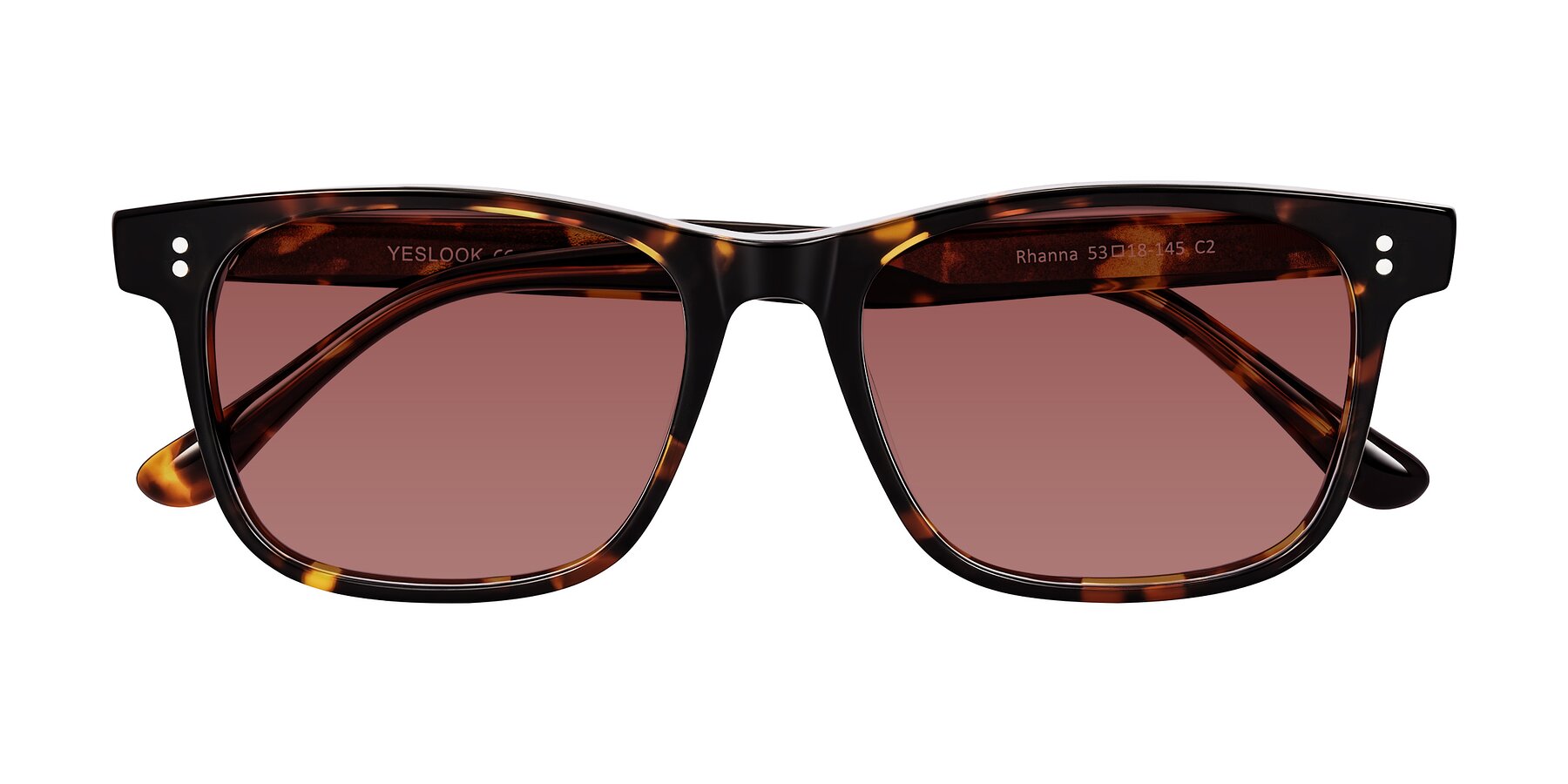 Folded Front of Rhanna in Tortoise with Garnet Tinted Lenses