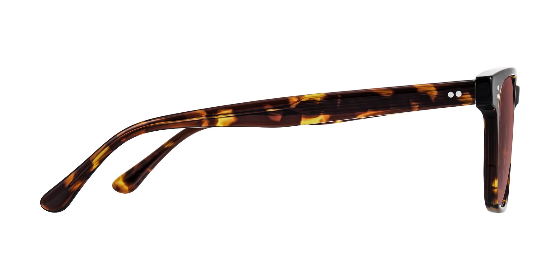 Side of Rhanna in Tortoise with Garnet Tinted Lenses