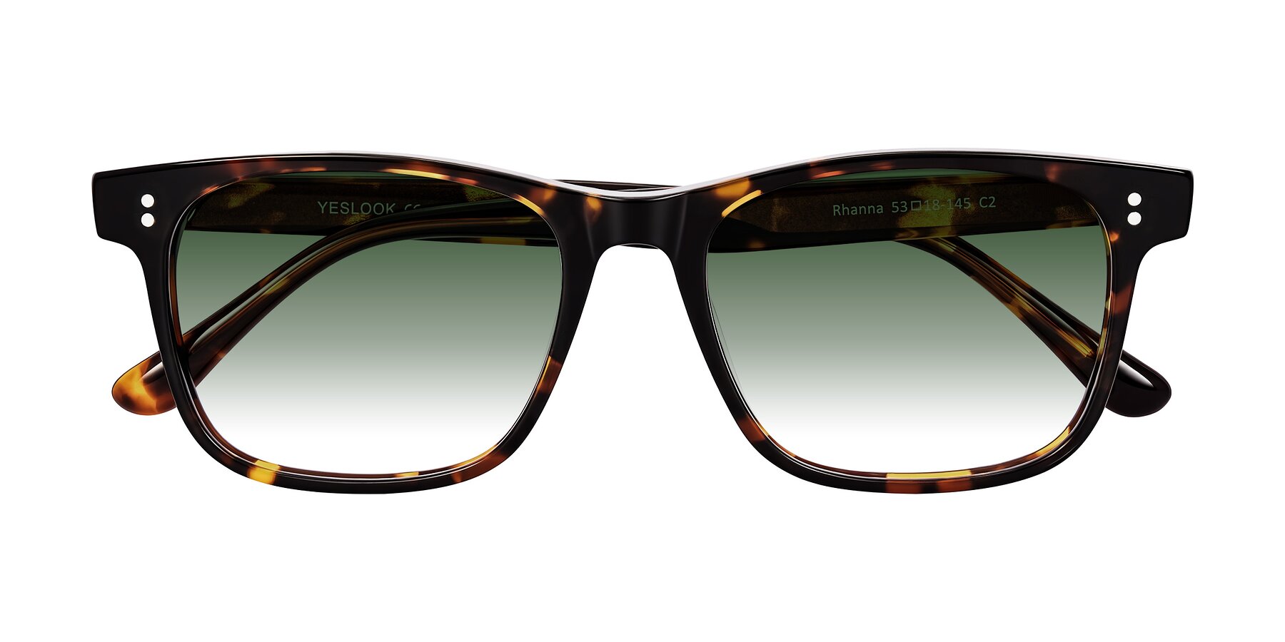 Folded Front of Rhanna in Tortoise with Green Gradient Lenses