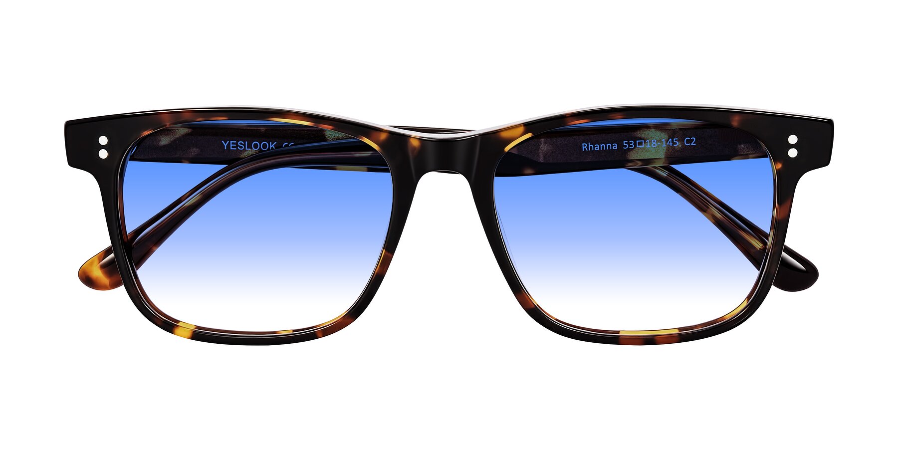 Folded Front of Rhanna in Tortoise with Blue Gradient Lenses