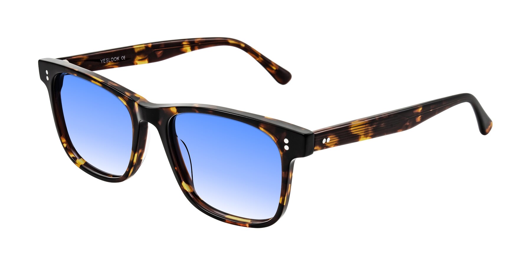Angle of Rhanna in Tortoise with Blue Gradient Lenses