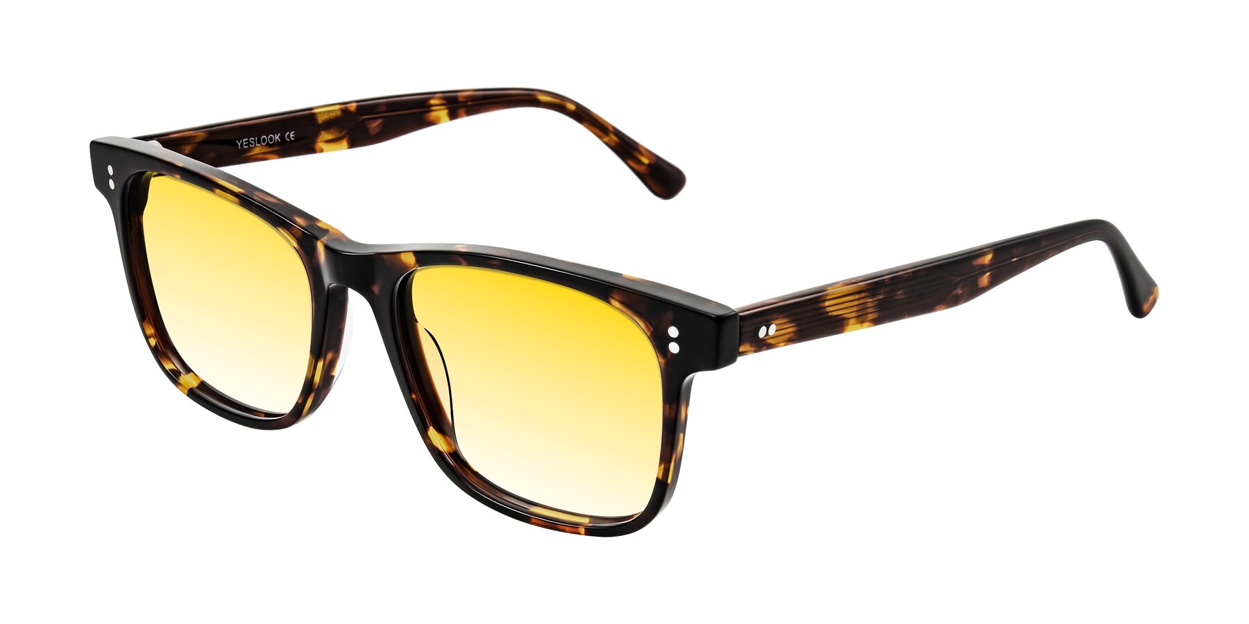 Angle of Rhanna in Tortoise with Yellow Gradient Lenses