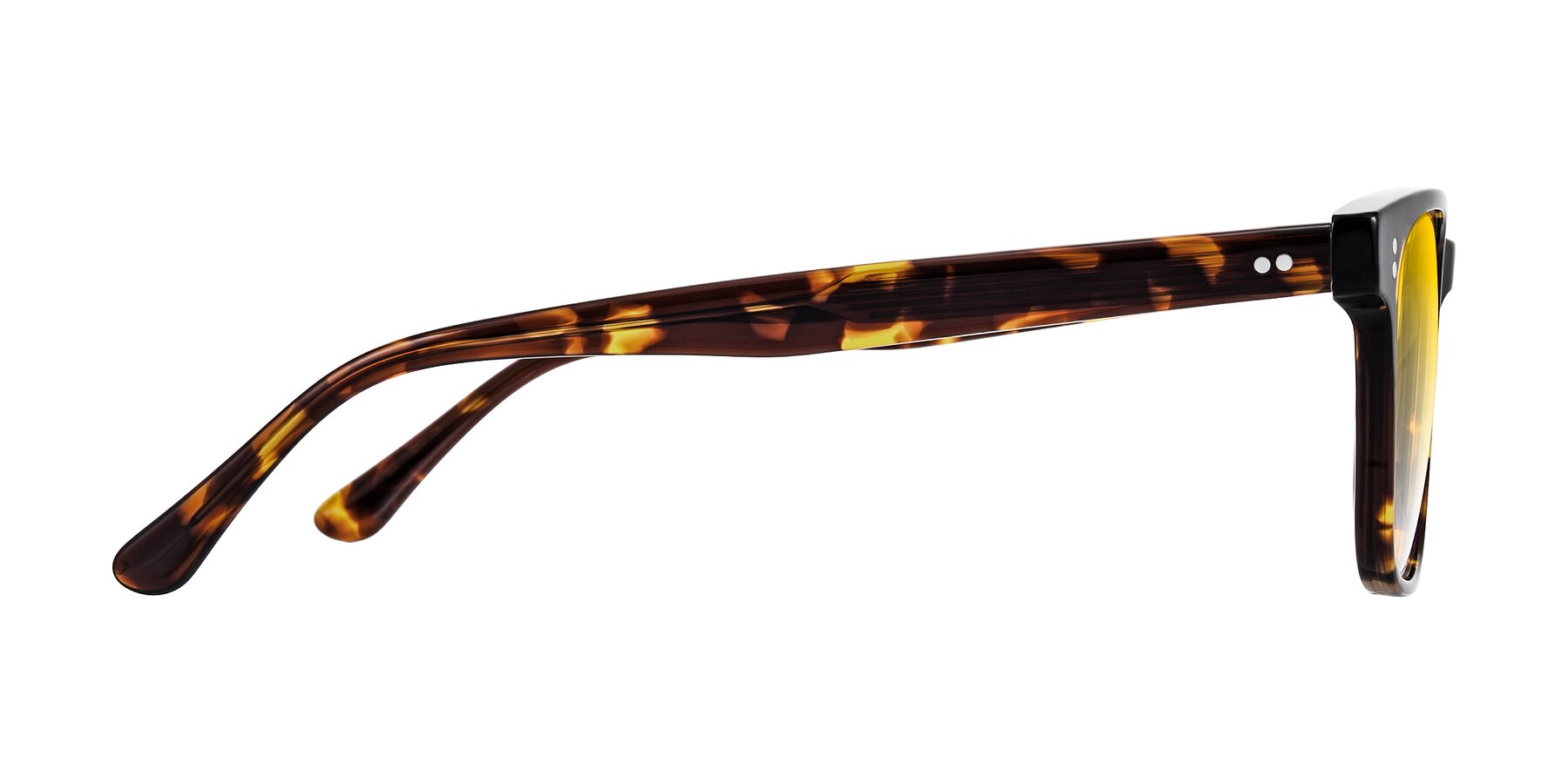 Side of Rhanna in Tortoise with Yellow Gradient Lenses