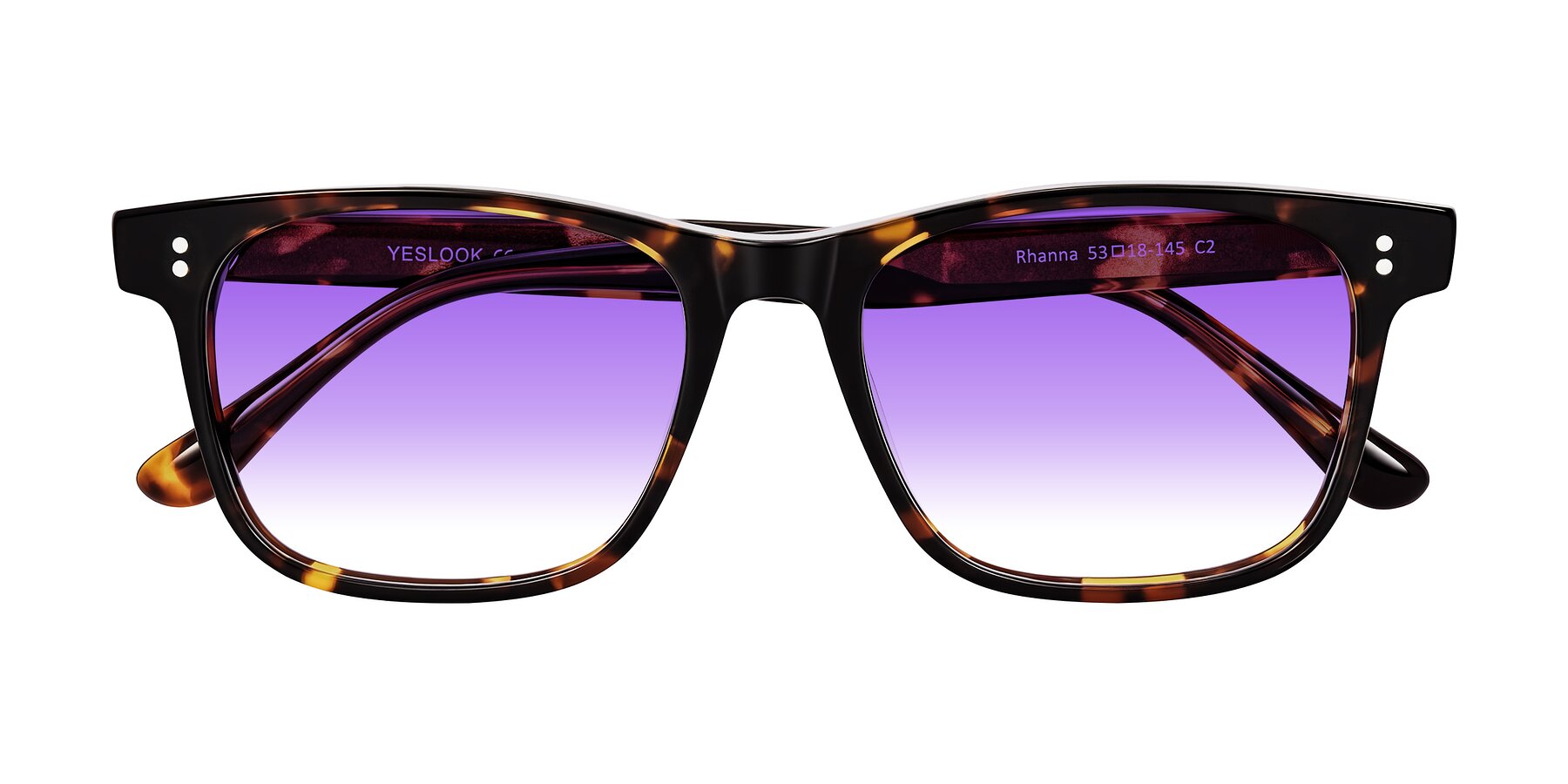 Folded Front of Rhanna in Tortoise with Purple Gradient Lenses