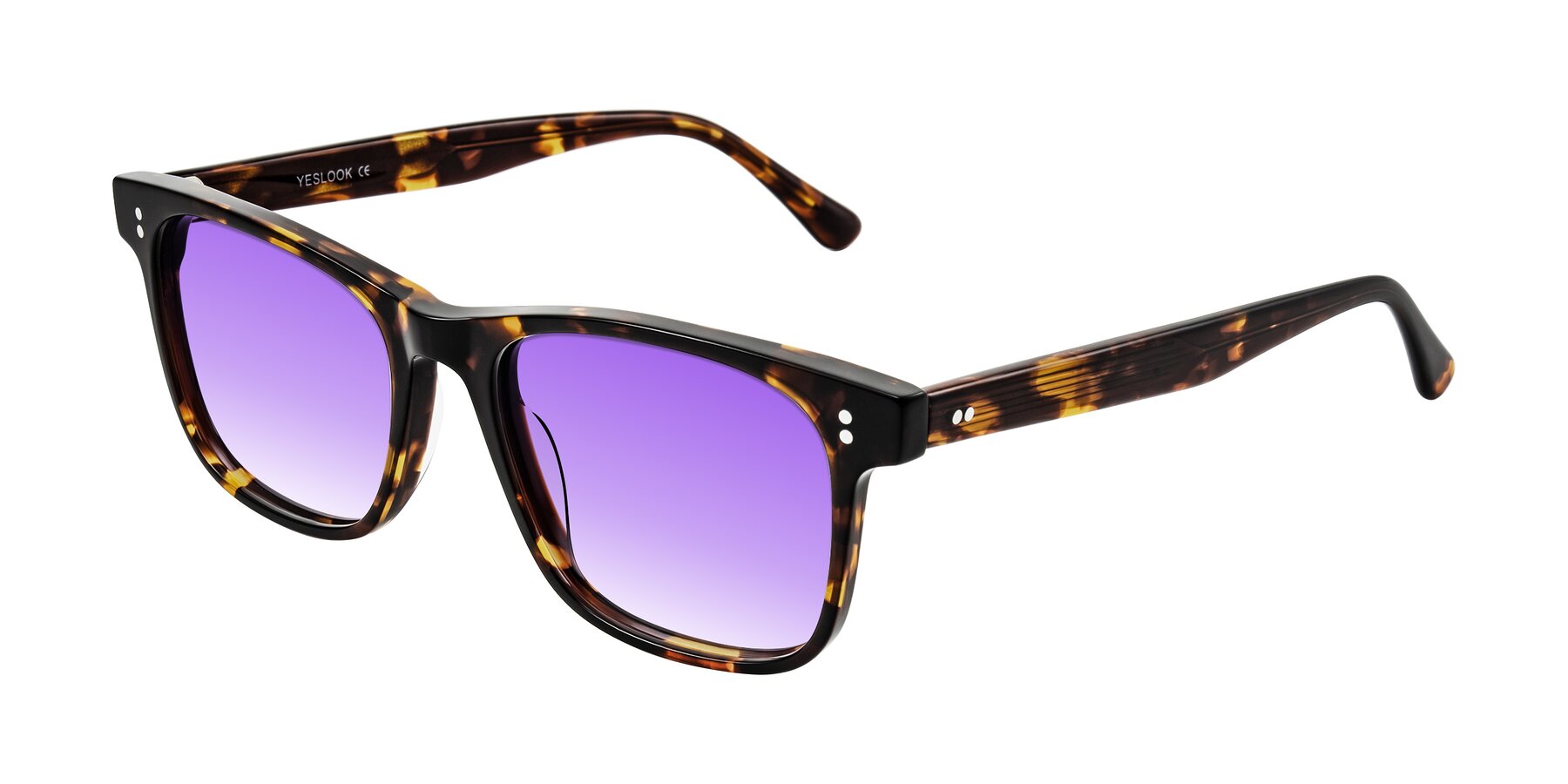 Angle of Rhanna in Tortoise with Purple Gradient Lenses