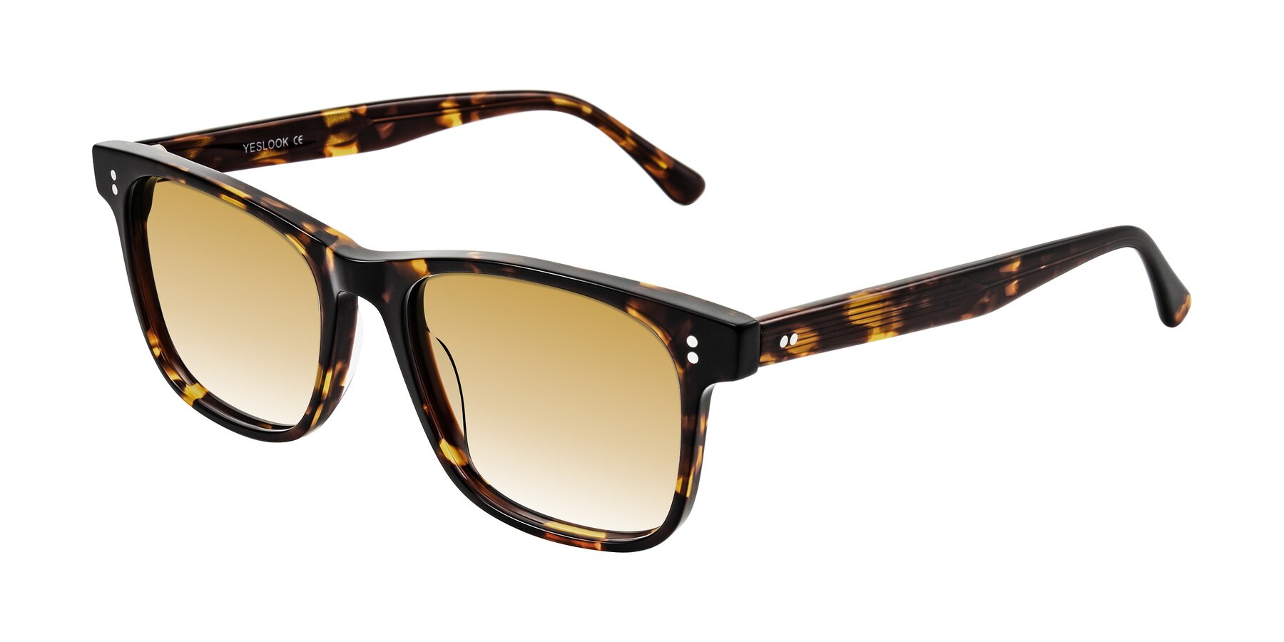 Angle of Rhanna in Tortoise with Champagne Gradient Lenses