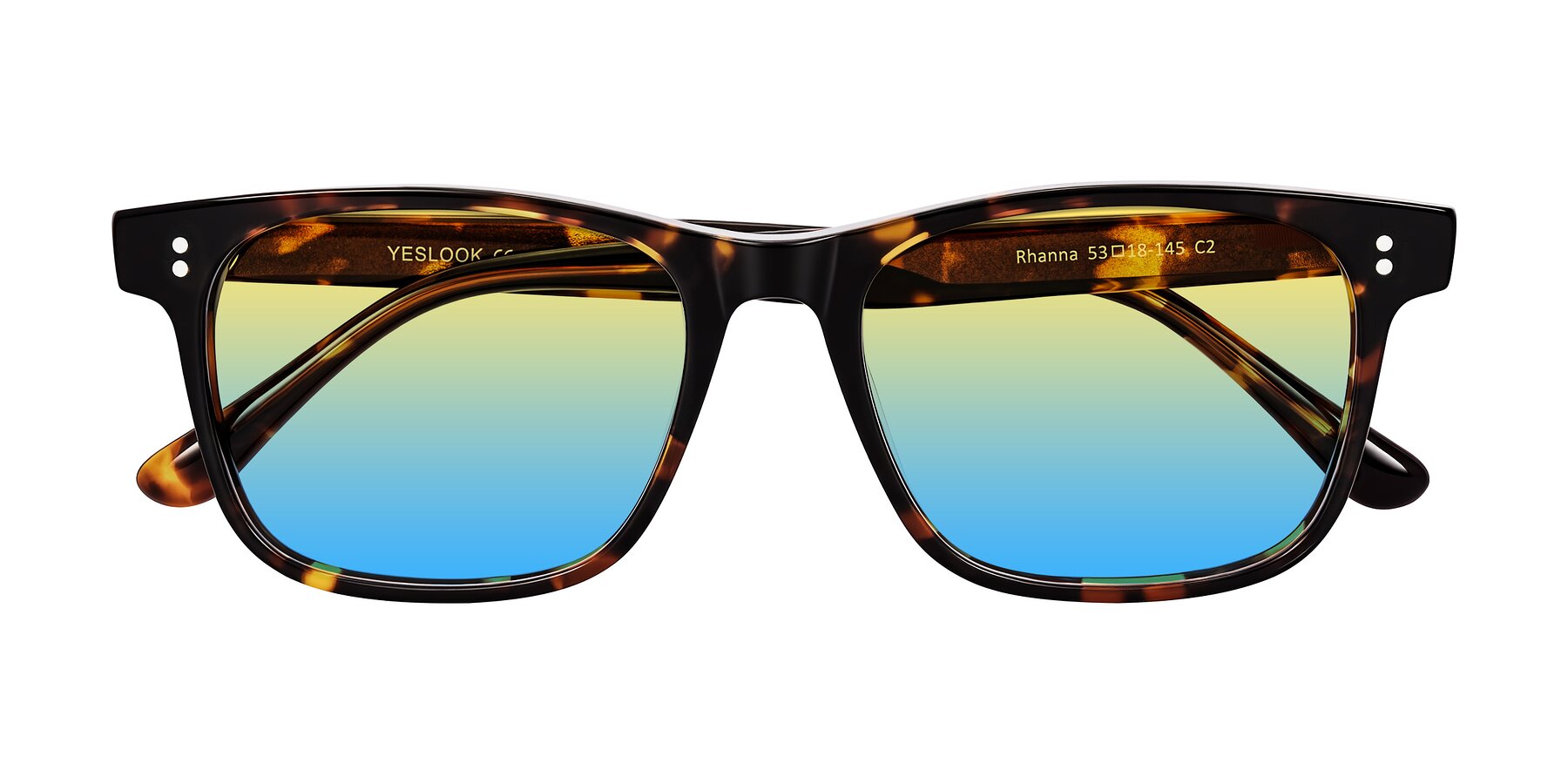 Folded Front of Rhanna in Tortoise with Yellow / Blue Gradient Lenses