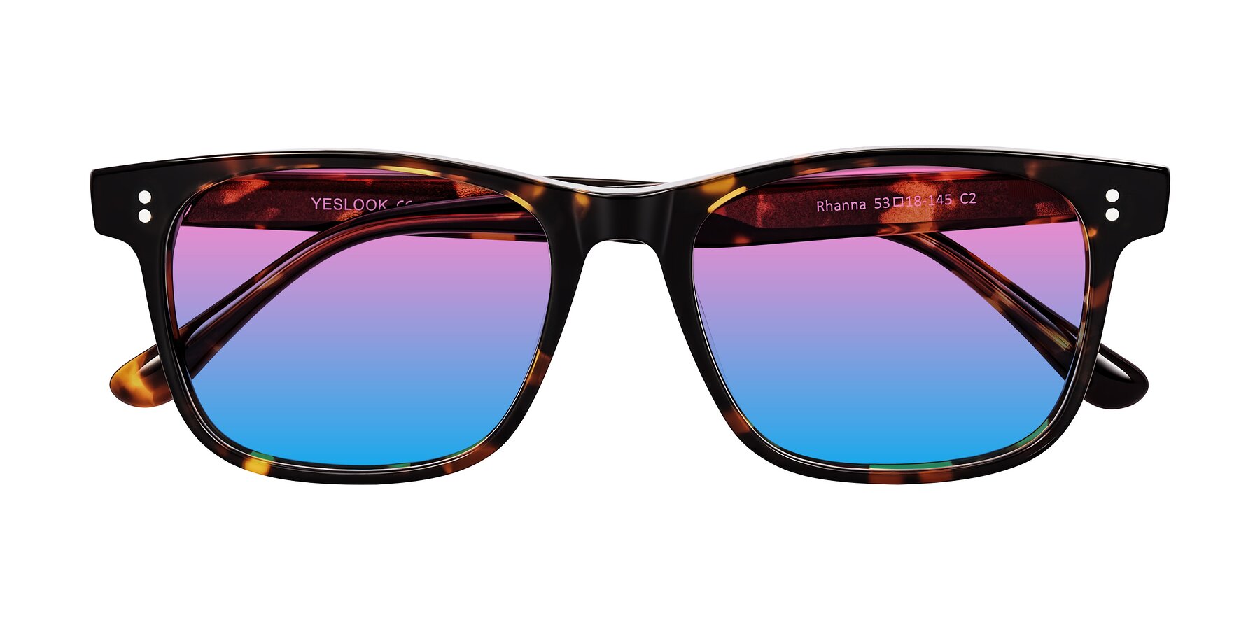 Folded Front of Rhanna in Tortoise with Pink / Blue Gradient Lenses